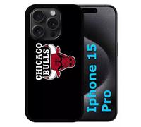 Coque Pour Iphone 15 Pro - Chicago Bulls Nba - Silicone - Noir