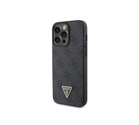 CG MOBILE Guess Étui en Cuir PU avec Strass 4G et Logo Triangle pour iPhone 15 Pro (Noir)