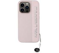 Coque pour iPhone 15 Pro Édition Saffiano Rhinestone Charm avec Pendentif Karl Lagerfeld Rose Rose G