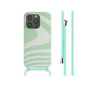 imoshion imoshion Coque design en silicone avec cordon iPhone 15 Pro Retro Green Vert