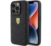 Coque Pour IPhone 15 Pro FERRARI En Cuir Véritable Noir