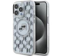 Coque pour iPhone 15 Pro - Karl Lagerfeld IML MagSafe (KLHMP15LHMCKMMHT) - Monogramme Transparent Tête Karl&Choupette G