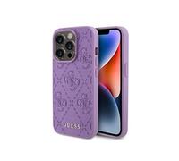 Étui Guess pour iPhone 15 Pro 6.1 violet étui rigide Leather 4G Stamped