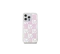Coque pour iPhone 15 Pro Max avec Motif à Carreaux de Paillettes Liquides Rose