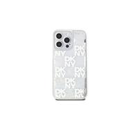 DKNY Coque pour iPhone 15 Pro Max Motif à carreaux paillettes liquides transparent