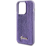 Coque pour iPhone 15 Pro Max avec Paillettes et Logo en Métal Guess Violet Violet G