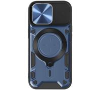 Coque pour iPhone 15 Pro Max Bague Métallique Bi-matière Antichoc Bleu
