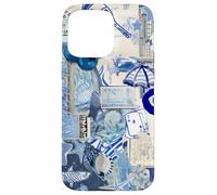 Coque pour iPhone 15 Pro Max Collage d’été Bleu Méditerranée Vacances Scrapbook