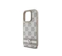Coque pour iPhone 15 Pro Max Elégante avec Motifs à Carreaux et à Rayures Beige