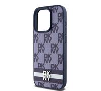 Coque pour iPhone 15 Pro Max Élégante avec Motifs à Carreaux et à Rayures Bleu