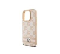 Etui DKNY pour iPhone 15 Pro Max 6.7 rose étui rigide Leather Checkered Mono Pattern & Printed Stripes