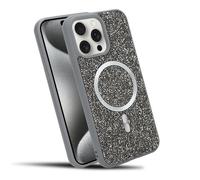 Coque pour iPhone 15 PRO MAX en GRIS Antichoc Magsafe compatible style paillettes diamant
