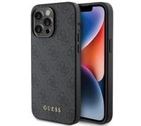 GUESS GUHCP15XG4GFGR Coque pour iPhone 15 Pro Max 6,7" Gris Coque Rigide 4G Métal Or Logo