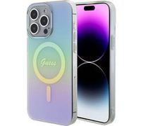 Coque pour iPhone 15 Pro Max - Guess IML Iridescent MagSafe (GUHMP15XHITSQ) - Turquoise G
