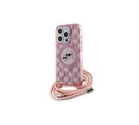Coque pour iPhone 15 Pro Max - IML Crossbody MagSafe (KLHMP15XHCKCKCKLCP) - Monogramme Rose Tête Karl&Choupette