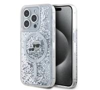 Coque pour iPhone 15 Pro Max - Liquid Glitter MagSafe (KLHMP15XLGKCSGH) - Tête Karl&Choupette Transparente