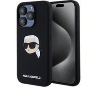 Coque pour iPhone 15 Pro Max - Karl Lagerfeld Silicone MagSafe (KLHMP15XSKHPPLK) - Tête de Karl brown G