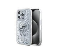 Coque pour iPhone 15 Pro Max - Liquid Glitter MagSafe (KLHMP15XLGKCSGH) - Tête Karl&Choupette Transparente