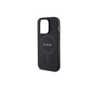 Coque pour iPhone 15 Pro Max MagSafe Effet Saffiano Anti-rayures Noir
