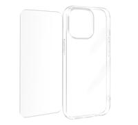 Coque pour iPhone 15 Pro Max Silicone Gel et Verre Trempé 9H Transparent
