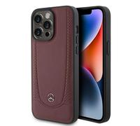 Coque Pour IPhone 15 Pro Mercedes En Cuir Véritable Bordeaux Avec Logo Étoile