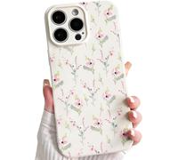 Coque Pour Iphone 15 Pro Mignonne Fleur Floral Pour Femmes Filles Branche Fleurie Tiges Design Vintage Protection Caméra Étui Doux Tpu Antichox Housse De Téléphone - Blanc