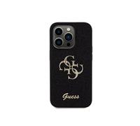 Coque pour iPhone 15 Pro Paillettes avec Logo en Métal Noir