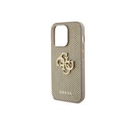 Guess Etui Perforé 4G Métal Brillant Logo iPhone 15 Pro Or