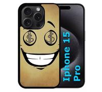 Coque Pour Iphone 15 Pro - Smiley Cupide Dollars - Silicone - Noir