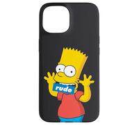Coque pour iPhone 15 The Simpsons Bart Simpson Bouche grossière Noir