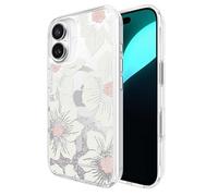 Coque pour iPhone 16 Compatible MagSafe au Motif Hollyhock Floral Blanc