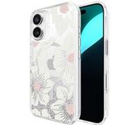 Coque pour iPhone 16 Compatible MagSafe au Motif Hollyhock Floral Blanc