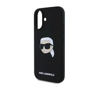 CG Mobile Karl Lagerfeld KLHMP16SSKHPPLK Coque pour iPhone 16 6,1" Noir Coque Rigide en Silicone Imprimé tête de Karl