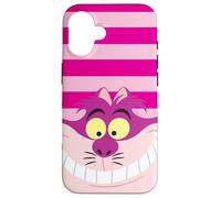 Coque pour iPhone 16 Disney Alice au pays des merveilles Chat du Cheshire Rose rayé
