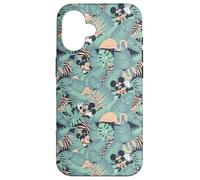 Coque pour iPhone 16 Disney Mickey Mouse Summer Tropical Beach Leaves Pattern