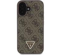 Coque pour iPhone 16 Édition 4G Strass Triangle Métallisé avec Bandoulière Guess Marron Marron G