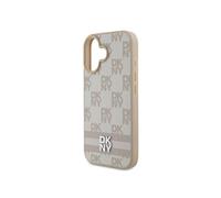 Coque pour iPhone 16 Elégante avec Motifs à Carreaux et à Rayures Rose