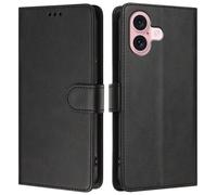 Coque pour iPhone 16, Flip Portefeuille Housse Étui en Cuir PU,[3 Fentes][RFID Blocage][Fermeture magnétique]- Noir YBWGN