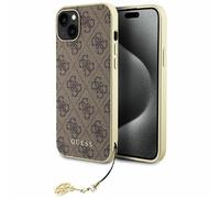 Coque Pour IPhone 16 Guess En Cuir Synthétique Marron Avec Chaîne Dorée