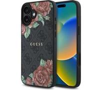 Étui Guess GUHMP16P4ROPEMCK iPhone 16 6.1 noir étui rigide 4G Flowers Print MagSafe
