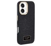 Coque pour iPhone 16 MagSafe Effet Grainé Dos Cristaux Scintillants Kate Spade Noir