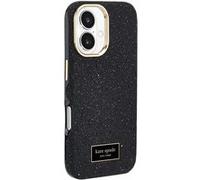 Coque pour iPhone 16 MagSafe Effet Grainé Dos Cristaux Scintillants Kate Spade Noir