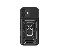 Coque pour iPhone 16 Plus Bague Support Cache Caméra Coulissant Mayaxess Noir