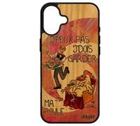 Coque Pour Iphone 16+ Plus Bois Silicone J'peux Pas J'dois Garder Ma Poule Humoristique Humour Maman Rose Texte Coq Jpeux Cartoon Apple