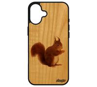 Coque Pour Iphone 16+ Plus En Bois Silicone Ecureuil Roux Tpu De Protection Portable Foret Telephone Mobile Jolie Original Nature Apple