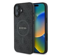 Coque pour iPhone 16 Plus - Guess 4G Ring Classic Logo MagSafe (GUHMP16MG4GFRK) - Noir