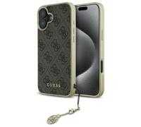 Coque Pour Iphone 16 Plus Guess En Cuir Synthétique Marron Avec Chaîne Dorée