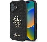 Coque pour iPhone 16 Plus - Guess Glitter Fixe Big 4G (GUHCP16MHG4SGK) - Noir