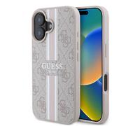 Coque pour iPhone 16 Plus - Guess Hardcase 4G Imprimé Rayures MagSafe (GUHMP16MP4RPSP) - Rose