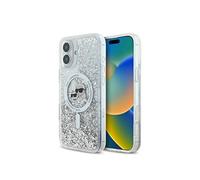Coque pour iPhone 16 Plus - Liquid Glitter MagSafe (KLHMP16MLGKKCSGH) - Tête Karl&Choupette Transparente